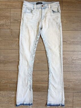 Pheelings Against All Odds Light Wash Embroidered Detail Stacked Slim Leg Jeans